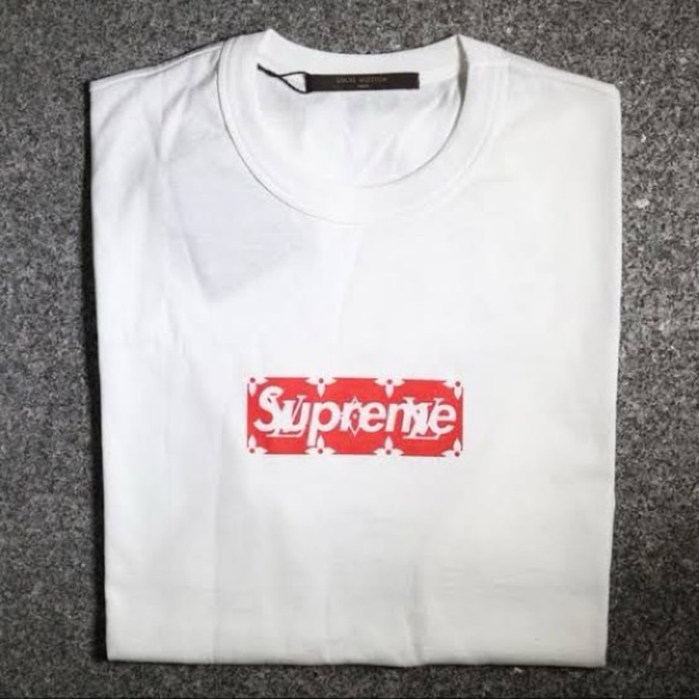 Supreme Lv White T-Shirt with Red Logo Box